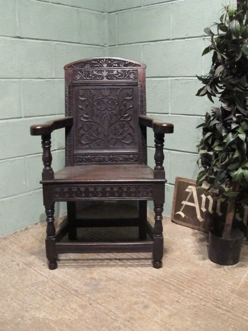 antique georgian carved joined oak armchair c1780 w6407264