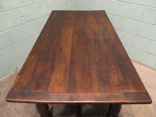 antique victorian solid oak plank top refectory dining table c1880 w651227