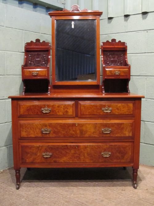 antique art nouveau mahogany walnut dressing table chest c1890 w6380214
