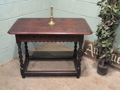 antique early victorian carved joined oak side table c1840 w6549158