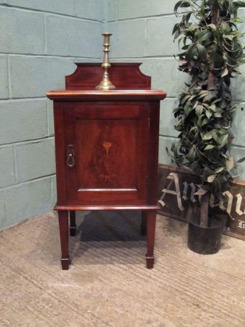 antique edwardian mahogany bedside cabinet pot cupboard c1900 w6598310