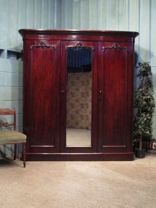 antique victorian mahogany triple wardrobe c1880 w66041010
