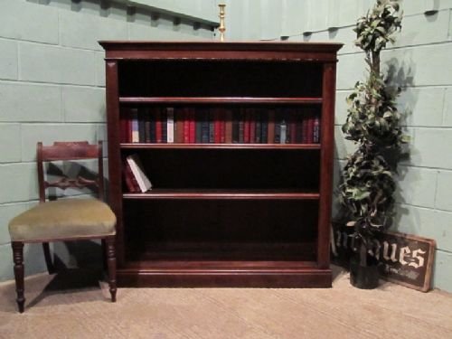 antique victorian solid oak open bookcase c1880 w66541411