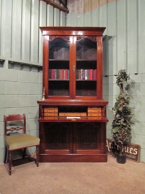 antique victorian art nouveau mahogany secretaire bookcase c1890 w66762811