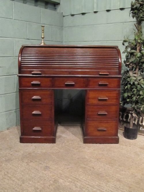 antique victorian small mahogany roll top desk c1890 w6677512