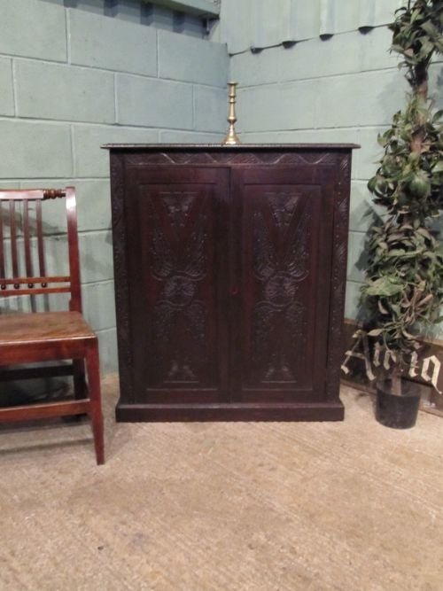 antique victorian carved country oak bookcase cupboard c1860 wemd1641