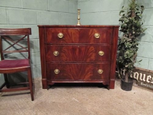 antique regency flame mahogany bow front chest of drawers c1800 w6731301