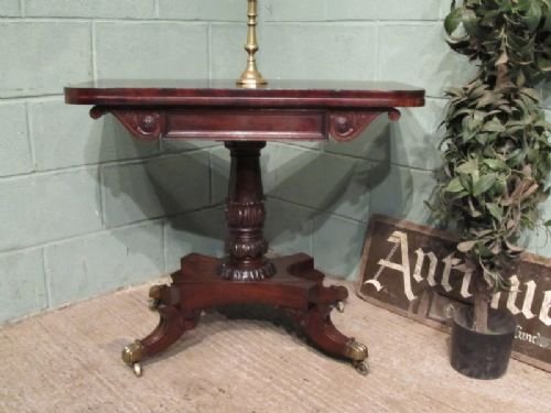antique regency flamed mahogany fold over tea table c 1820 w675262