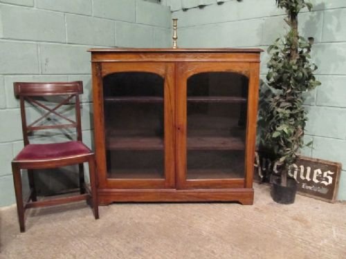 antique victorian walnut display bookcase c1880 w689494