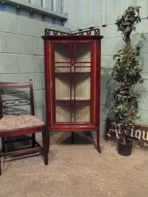 antique edwardian glazed mahogany corner display cabinet c1900 w6915164