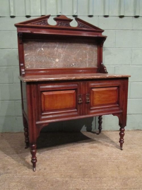 antique victorian art nouveau mahogany marble washstand c1890 w692775