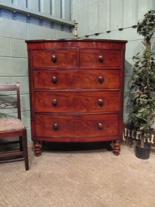 antique victorian mahogany bow front chest of drawers c1860 w6921145