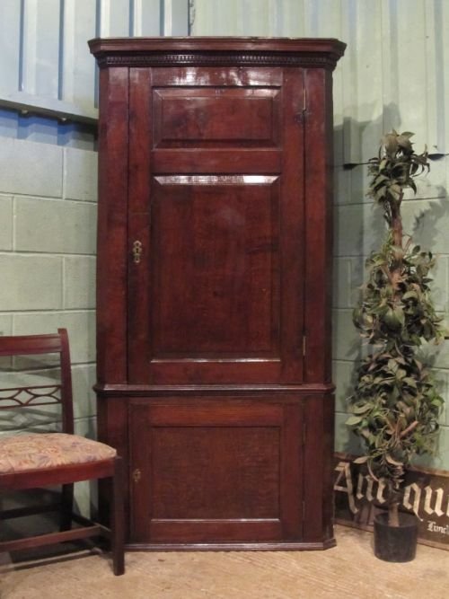 antique georgian oak full height corner cabinet cupboard c1780 w6943145