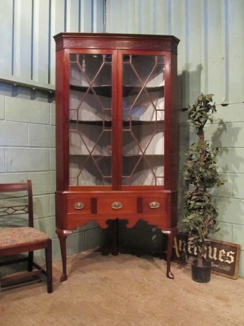 antique georgian chippendale mahogany display cabinet c1780 w6937306