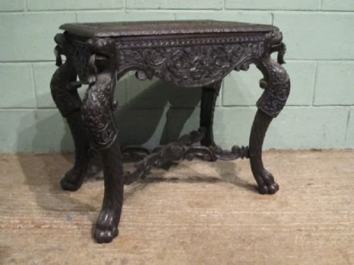 antique 19th century eastern asian oriental carved rosewood side table c1860 w6934305