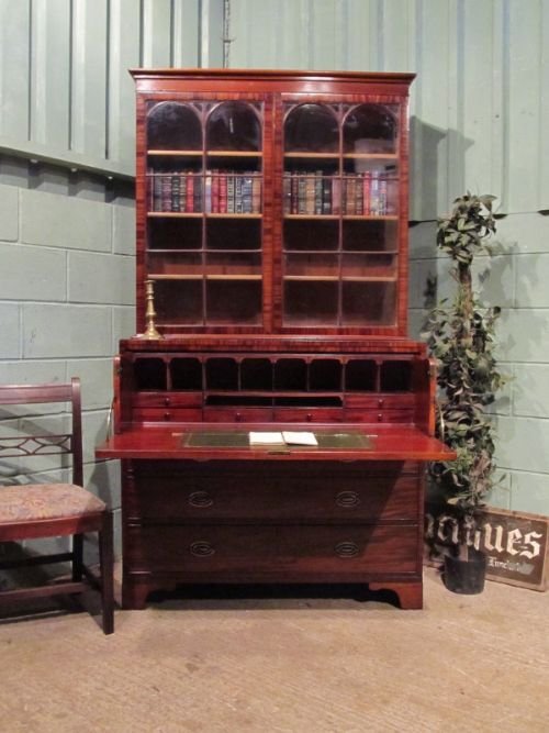 antique regency mahogany secretaire bookcase c1820 w6962116