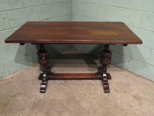 antique victorian solid oak refectory dining table c1880 w6972116