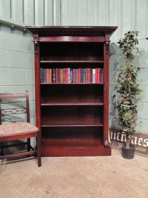 antique victorian mahoagny tall open bookcase c1880 w6975116