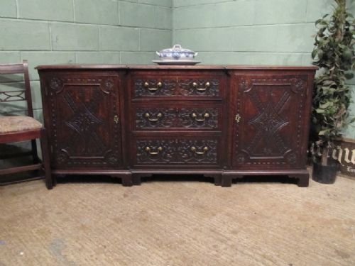 antique georgian carved oak dresser base sideboard c1780 w6994186