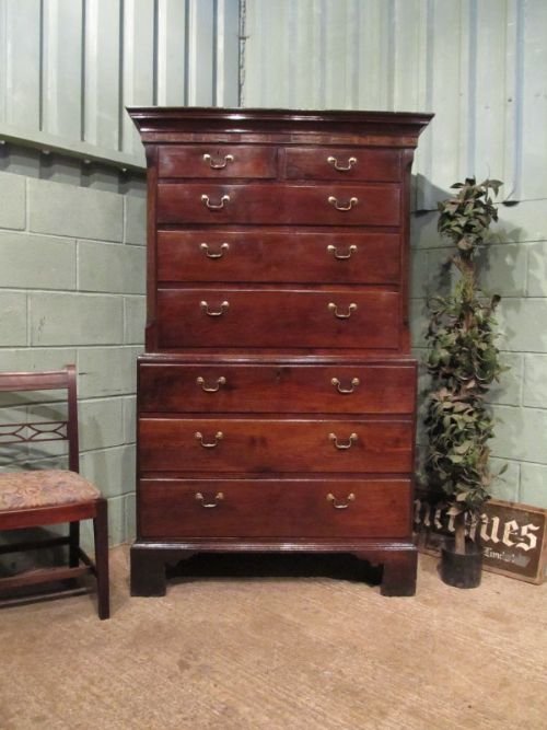 antique georgian inlaid oak chest on chest of drawers c1780 w6978186