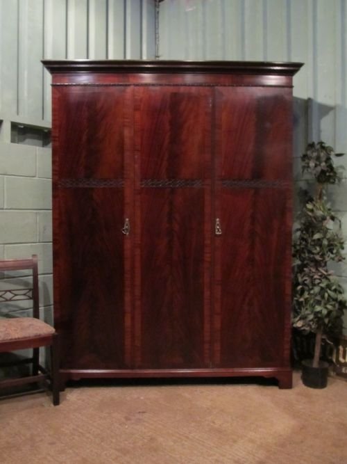 antique edwardian mahogany triple wardrobe c1900 w6965256