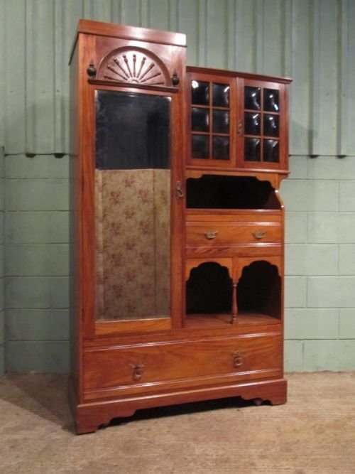 antique shapland petter mahogany single wardrobe compactum c1890 w701297