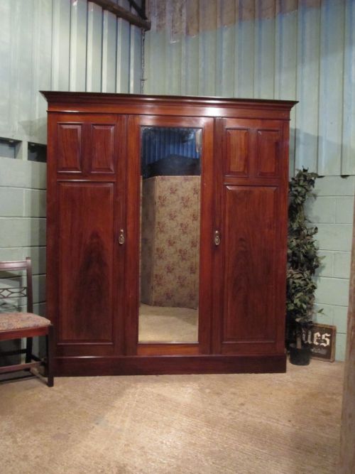 Antique Mahogany Triple Wardrobe Compactum By Heals C1890 W7008