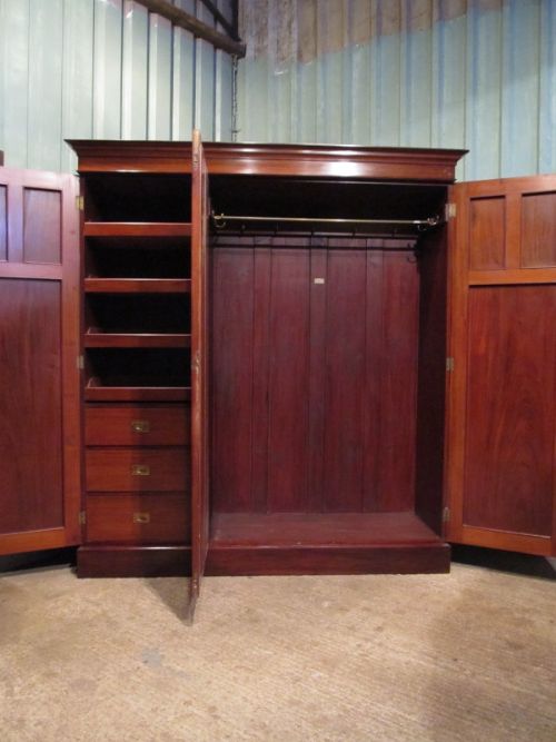 Antique Mahogany Triple Wardrobe Compactum By Heals C1890 W7008