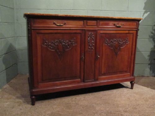 antique french marble top walnut sideboard buffet c1890 703368