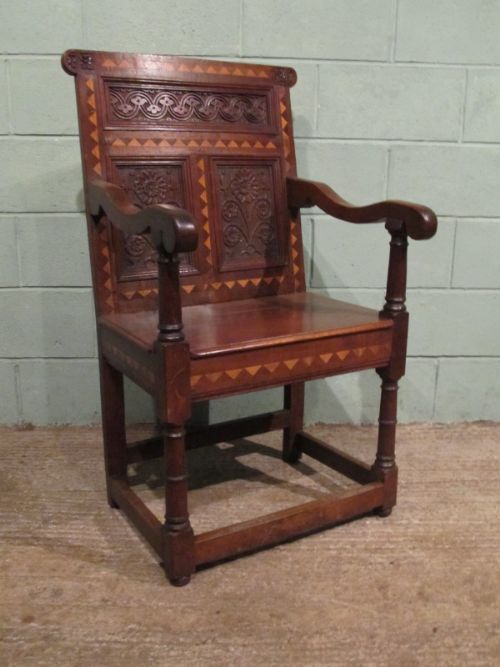 antique victorian joined oak wainscote armchair c1880 w703468