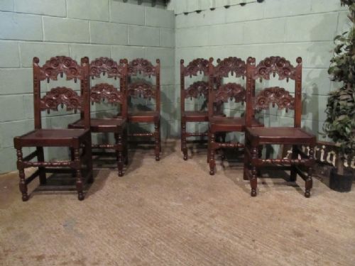 antique set six georgian joined oak yorkshire dining chairs c1780 w702868