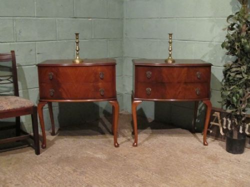antique pair mahogany bow front bedside chests c1920 w7053138