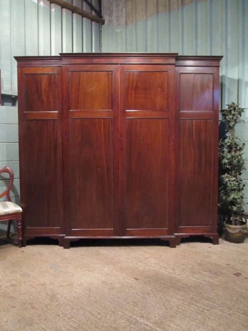 antique victorian mahogany breakfront wardrobe c1890 w7090110