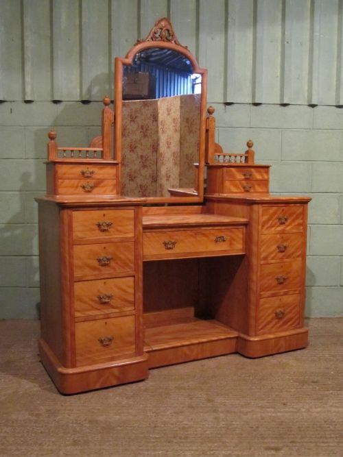 antique victorian satin birch large dressing table c1880 w71261510