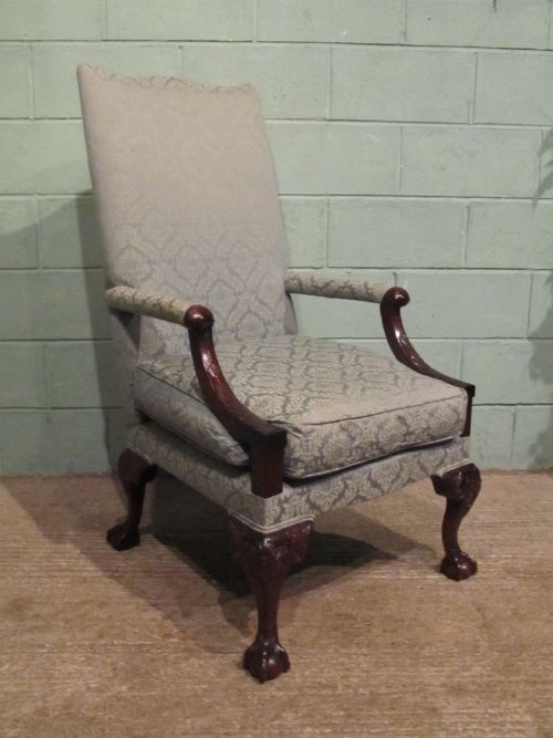 antique edwardian chippendale mahogany library armchair c1900