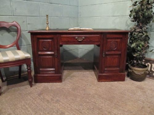 antique victorian oak twin pedastal desk c1880 w7155511
