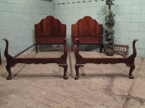 antique pair edwardian mahogany single beds c1900 w7213312