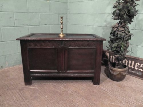antique late 17th century joined oak coffer box