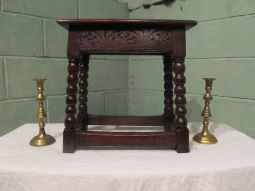 antique 18th century country oak joint stool c1750