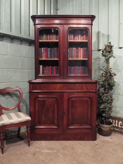 antique victorian mahogany library bookcase c1880 w729152