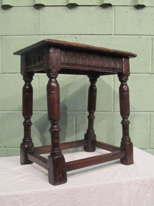 antique early georgian country oak joint stool c1750