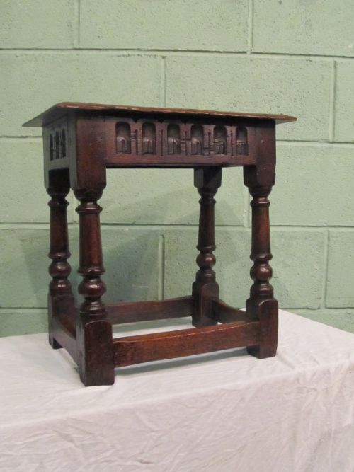 antique early victorian country oak joint stool c1850