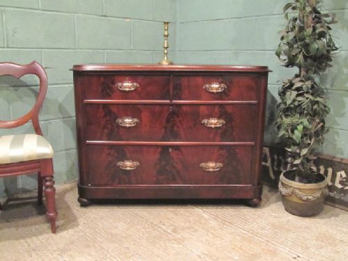 antique victorian flamed mahogany chest of drawers c1890