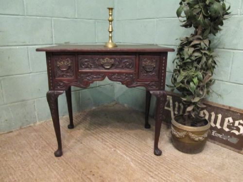 antique 18th century carved joined oak lowboy c1780