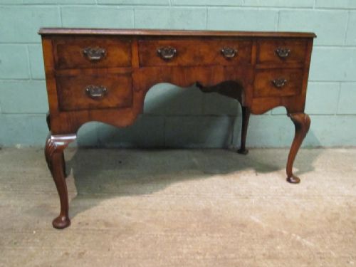 antique edwardian burr walnut queen anne style desk c1900
