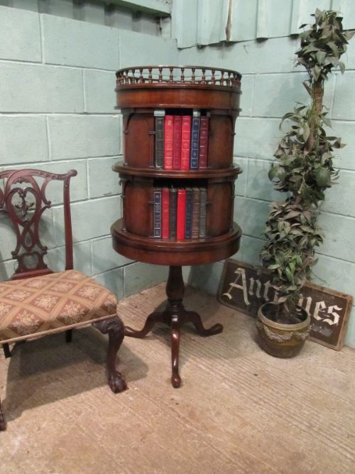 antique french mahogany revolving bookcase c1920