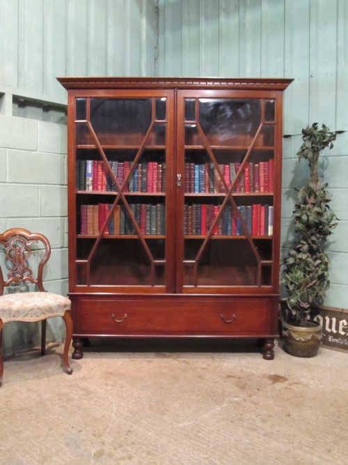 antique late victorian astragal glazed mahogany bookcase c1890
