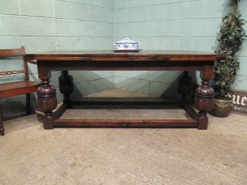 antique victorian oak draw leaf extending refectory dining table seats 12 c1880