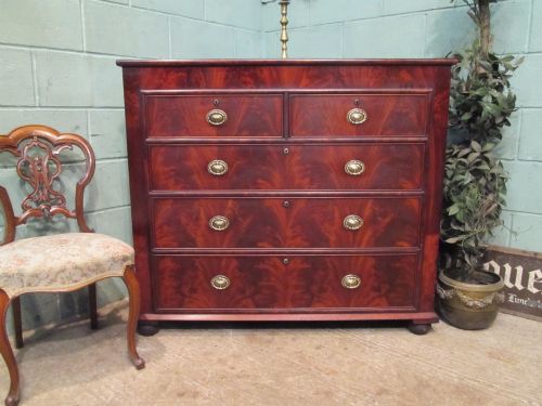 antique victorian flamed mahogany chest of drawers c1860
