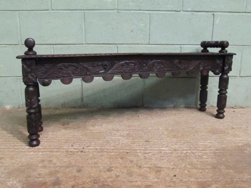 antique victorian gothic carved oak hall bench c1880